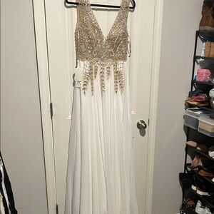Elegant Gold and White Gown